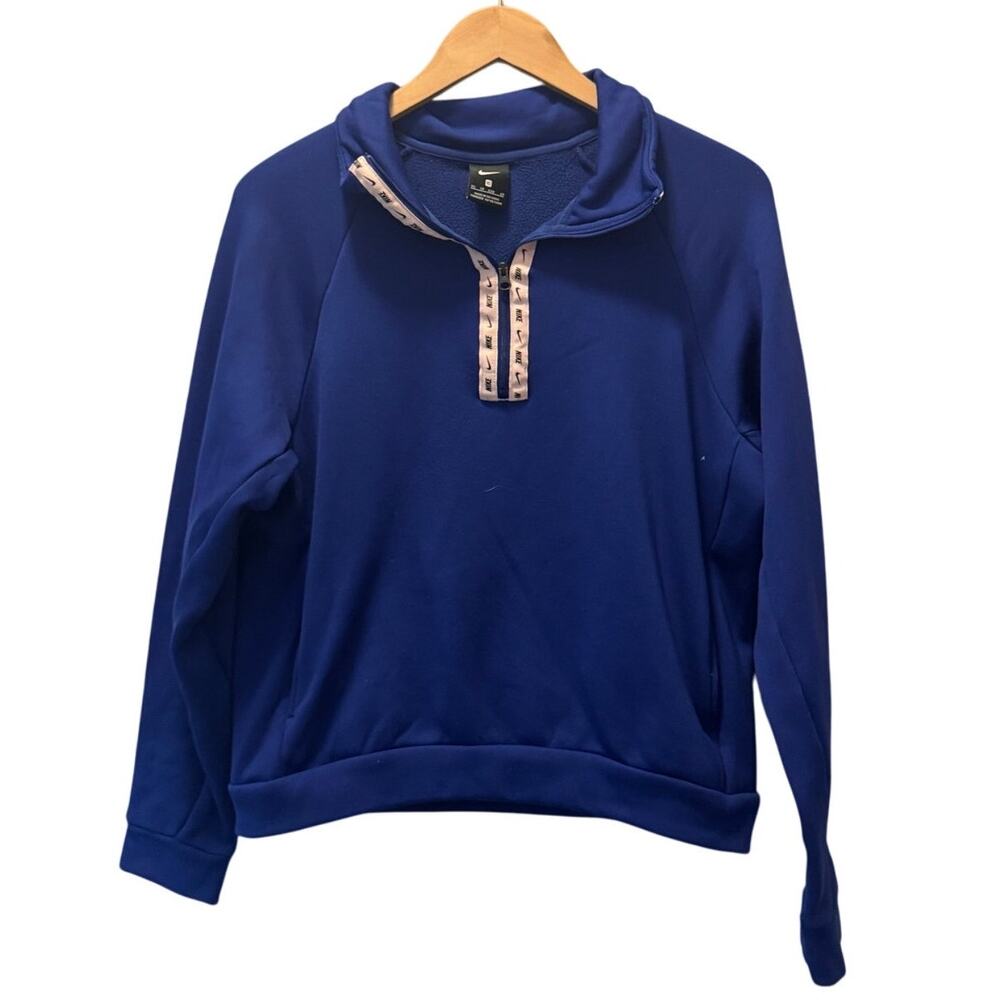 Nike Womens Royal Blue Fleece Stretch Long Sleeve 1/4 Zip Pullover Jackets Sz XS